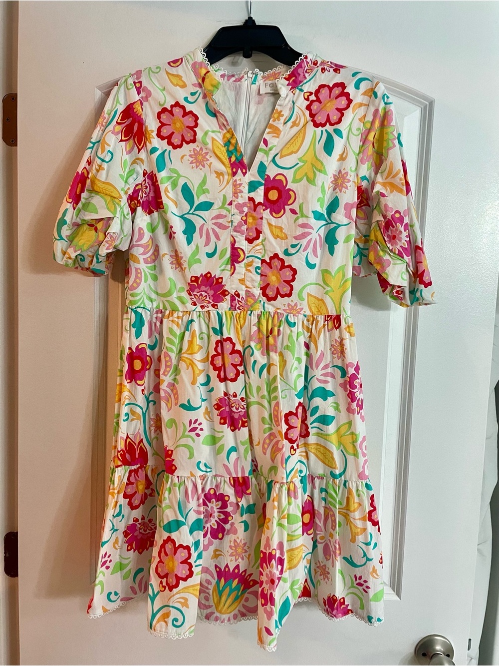 Fate Floral Tiered Mini Dress - Pink, Yellow & Teal